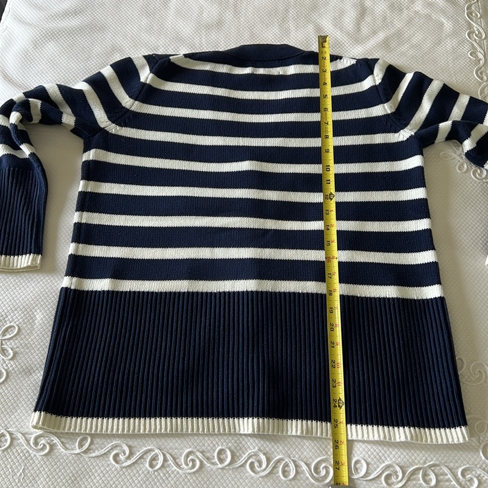 Tuckernuck - Navy & White Striped Kerry Long Cotton Cardigan S - Picture 4 of 9